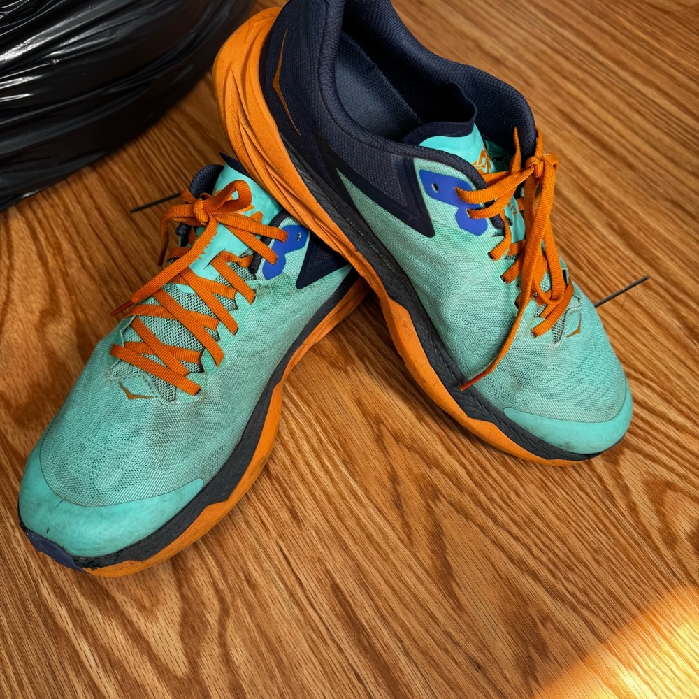 Hoka One One Teal and Orange Sneakers